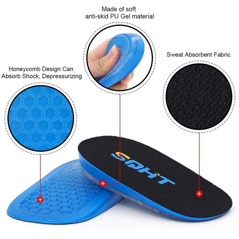SQHT 's Height Increase Insoles - Heel Shoe Lift Inserts for Achilles Tendonitis and Leg Length Discrepancy  Heel Cushion for Men & Women (Large (0.6 "" Height)) - Image 4